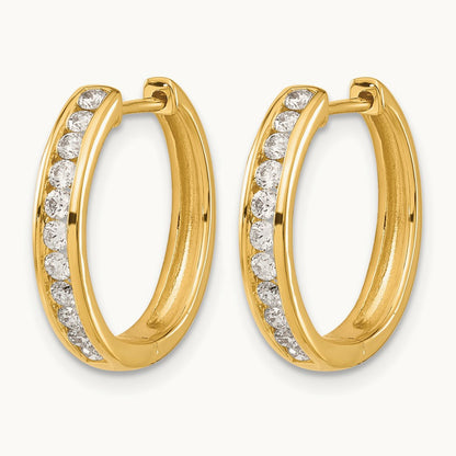 Diamond Hinged Hoop Earrings — 14K Yellow Gold