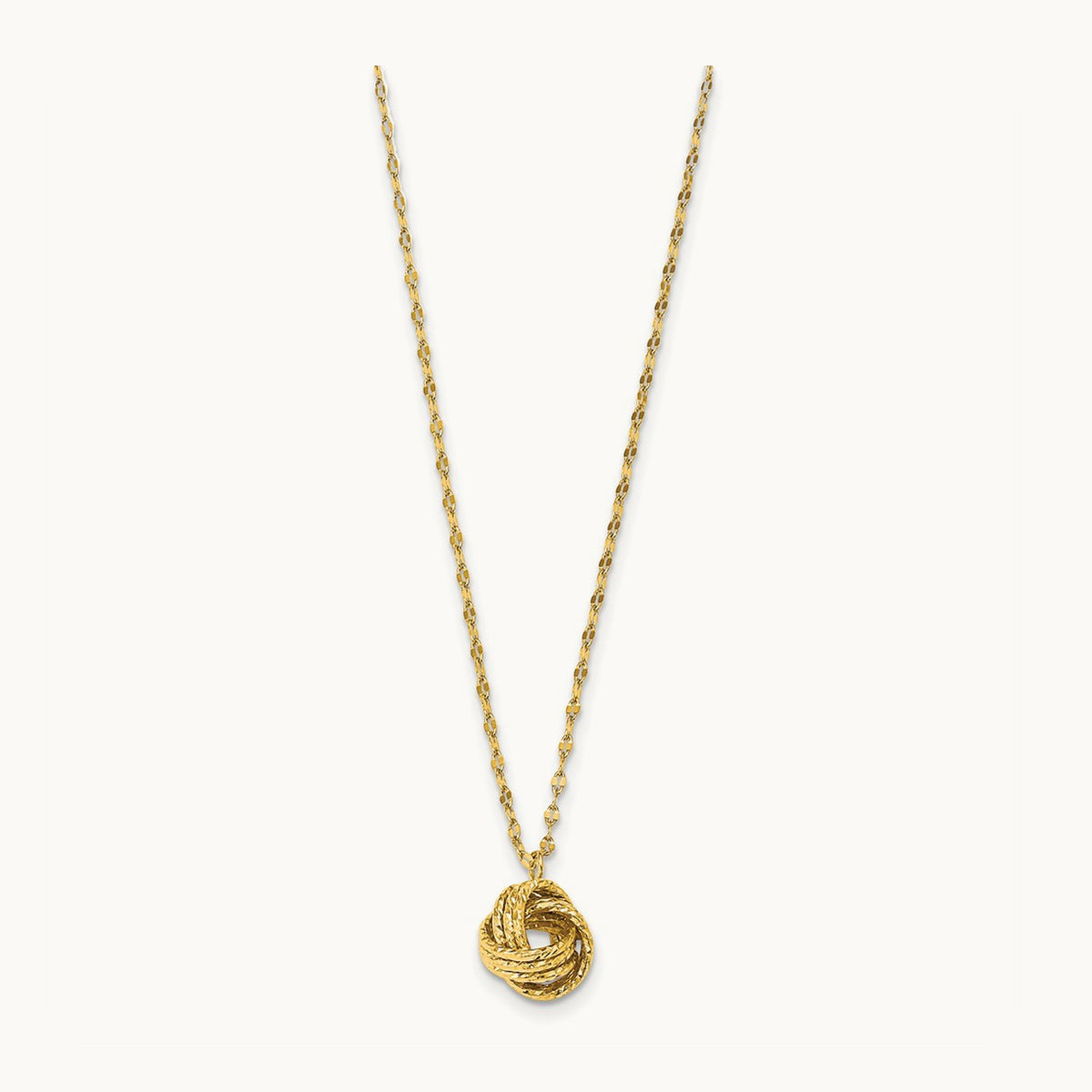Diamond-cut Love Knot Necklace, 14K