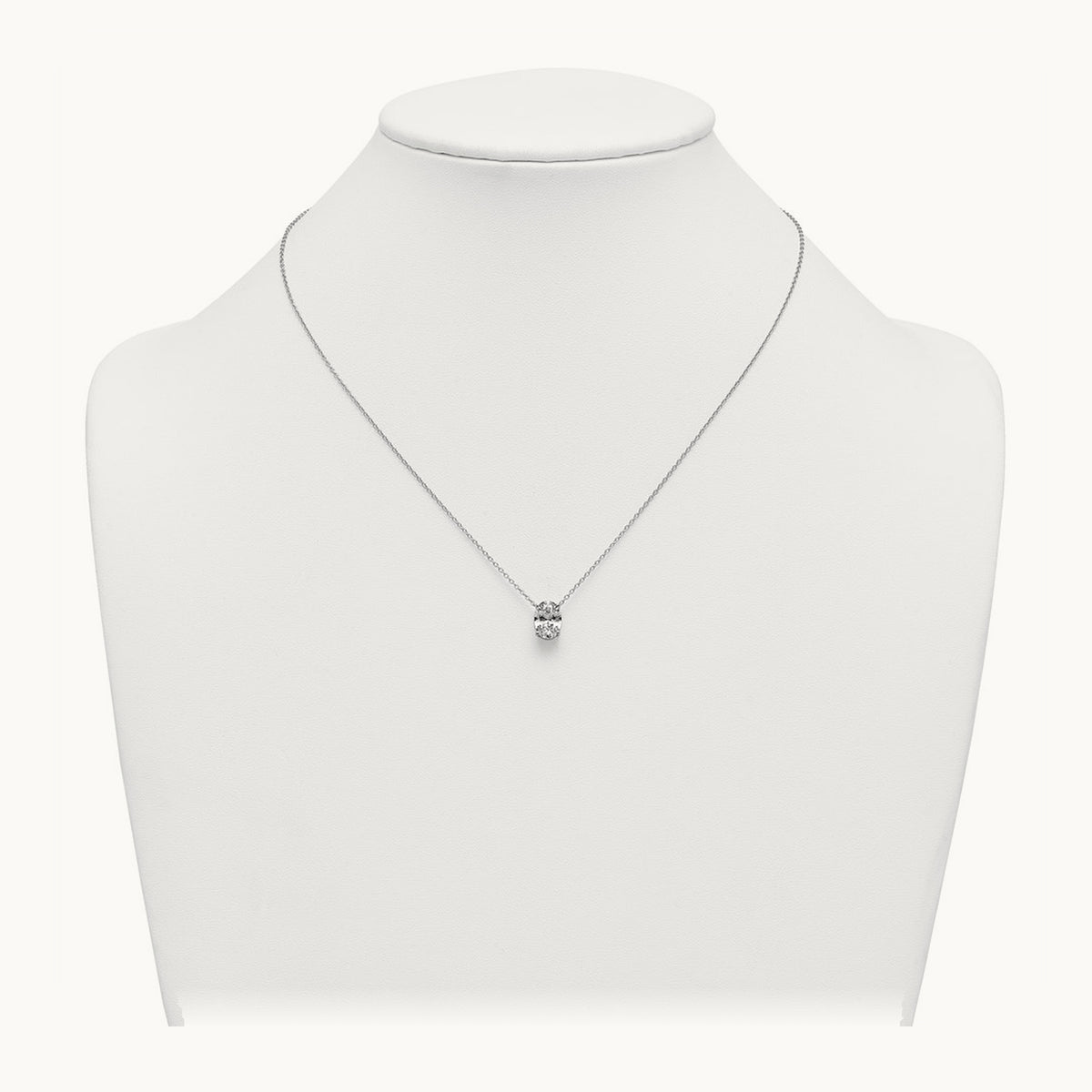 Oval Pendant Necklace, 0.25-4.00 ct tw Lab-Grown Diamond — 2 ct, 14K White Gold