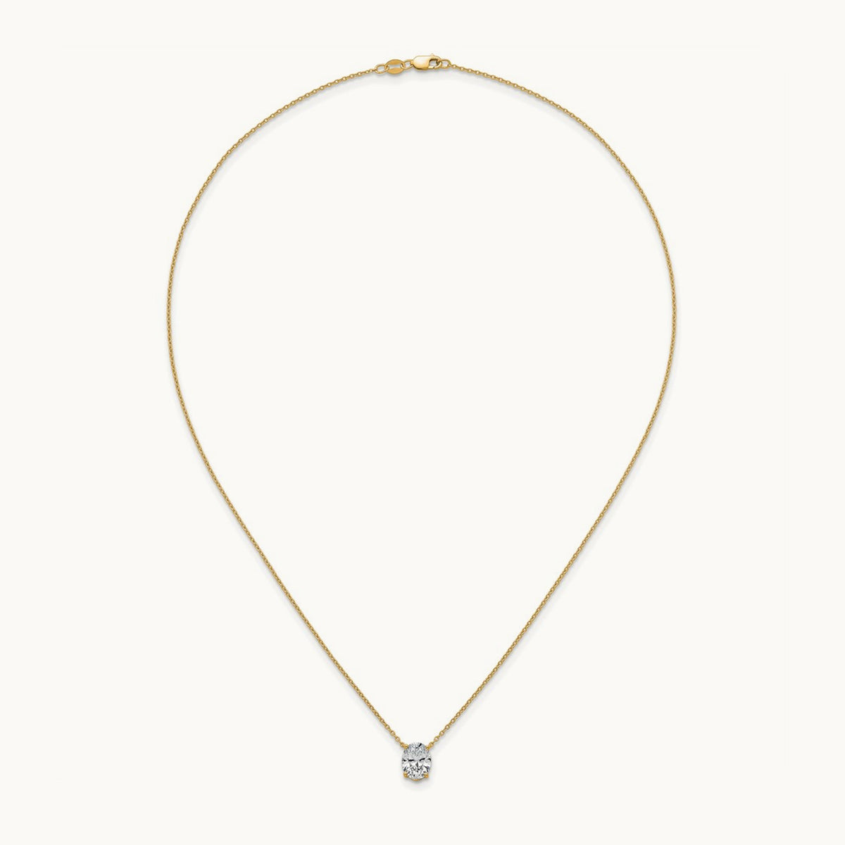 Oval Pendant Necklace, 0.25-4.00 ct tw Lab-Grown Diamond — 1 1/2 ct, 14K Yellow Gold