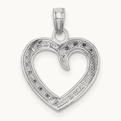 Polished and Textured Heart Pendant, 14K White Gold