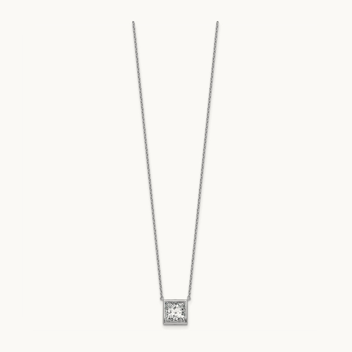 Princess Bezel Set Pendant, 1.00-4.00 ct tw Lab-Grown Diamond — 3 ct, 14K White Gold