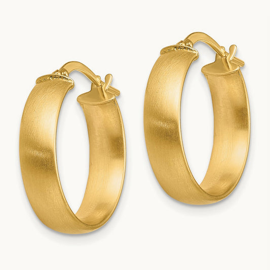 Small Satin Hoop Earrings, 5mm, 14K