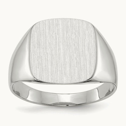 Closed Back Men's Signet Ring — 14K White Gold, 13.5x14.5mm, 10