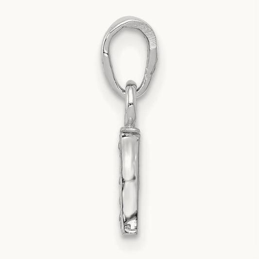 Rhodium-plated Diamond Letter I Initial Pendant, 14K White Gold