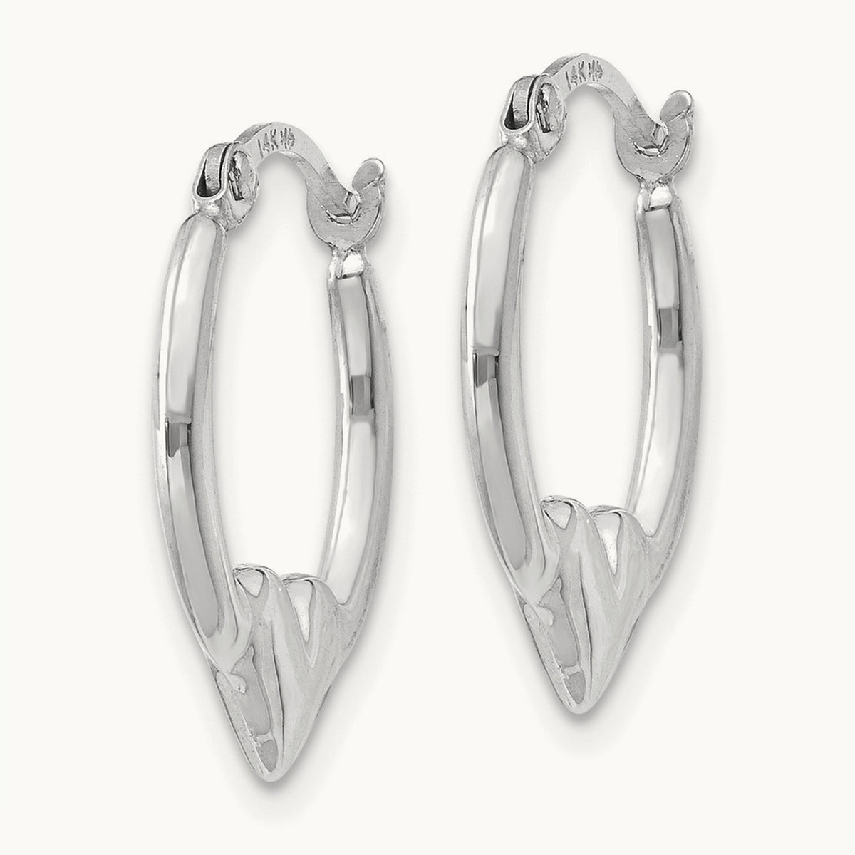 Heart Hoop Earrings — 14K White Gold