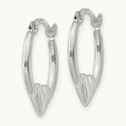 Heart Hoop Earrings — 14K White Gold