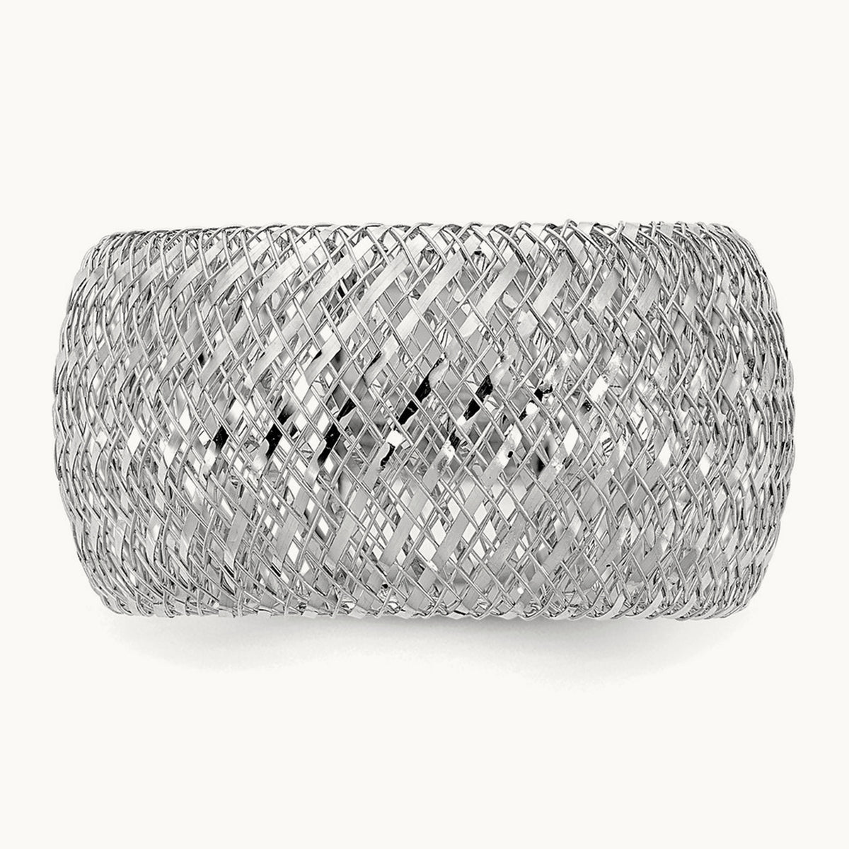 Wide Mesh Stretch Ring — 14K Two-Tone Gold