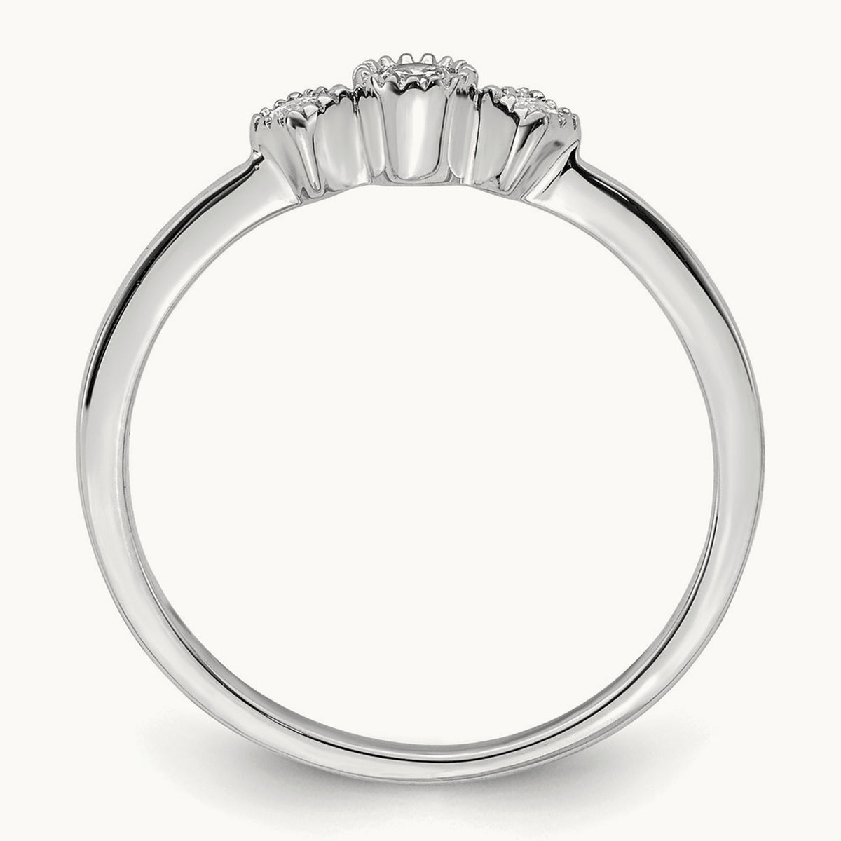 Petite Beaded Edge Round/Princess Complete Diamond Ring — 14K White Gold, 7