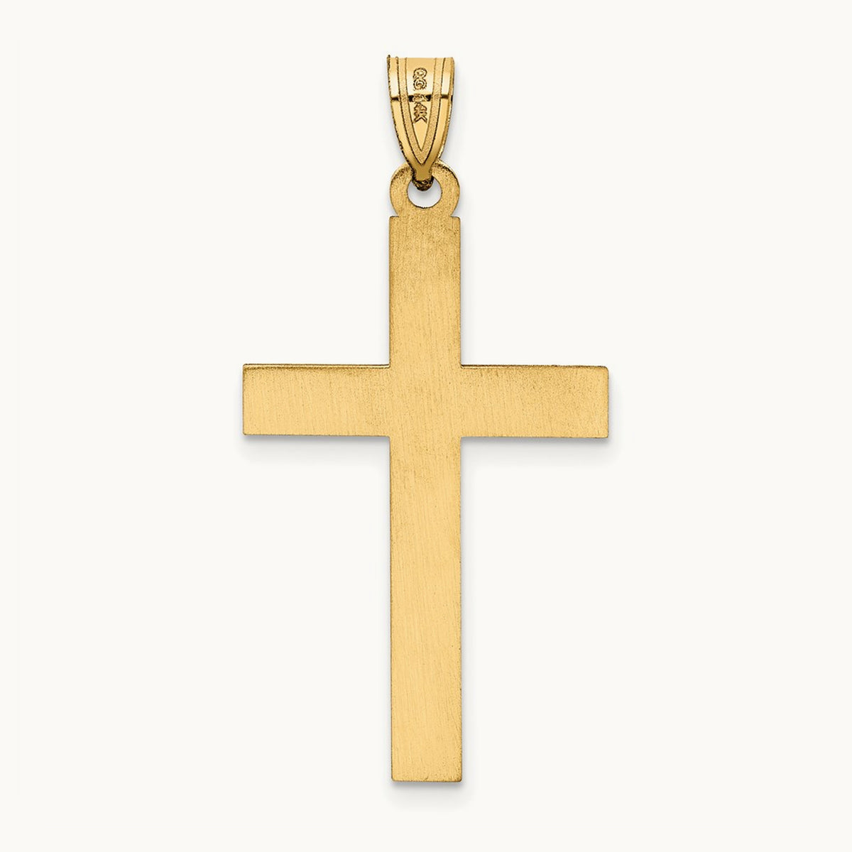 Florentine Satin Cross Pendant — 14K Yellow Gold, 36mm