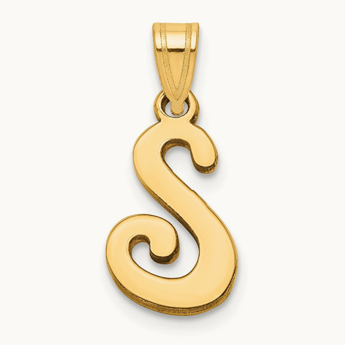 Script Letter S Initial Pendant, 14K Yellow Gold