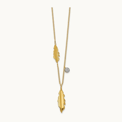 Diamond and Feathers 18 inch Necklace, 14K