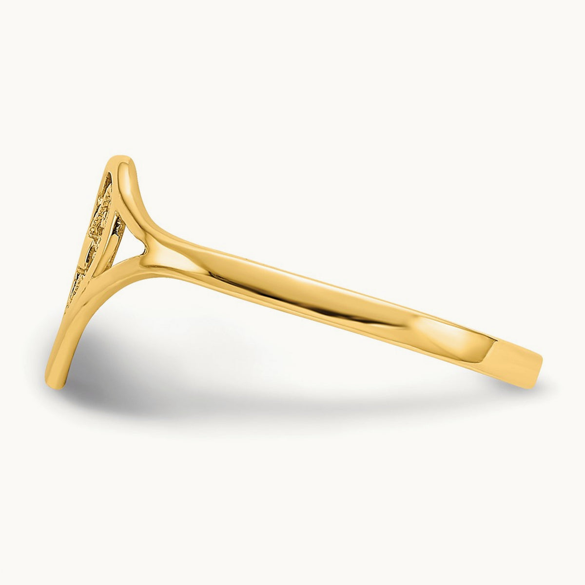 Polished Heart w/ Cross Ring, 14K