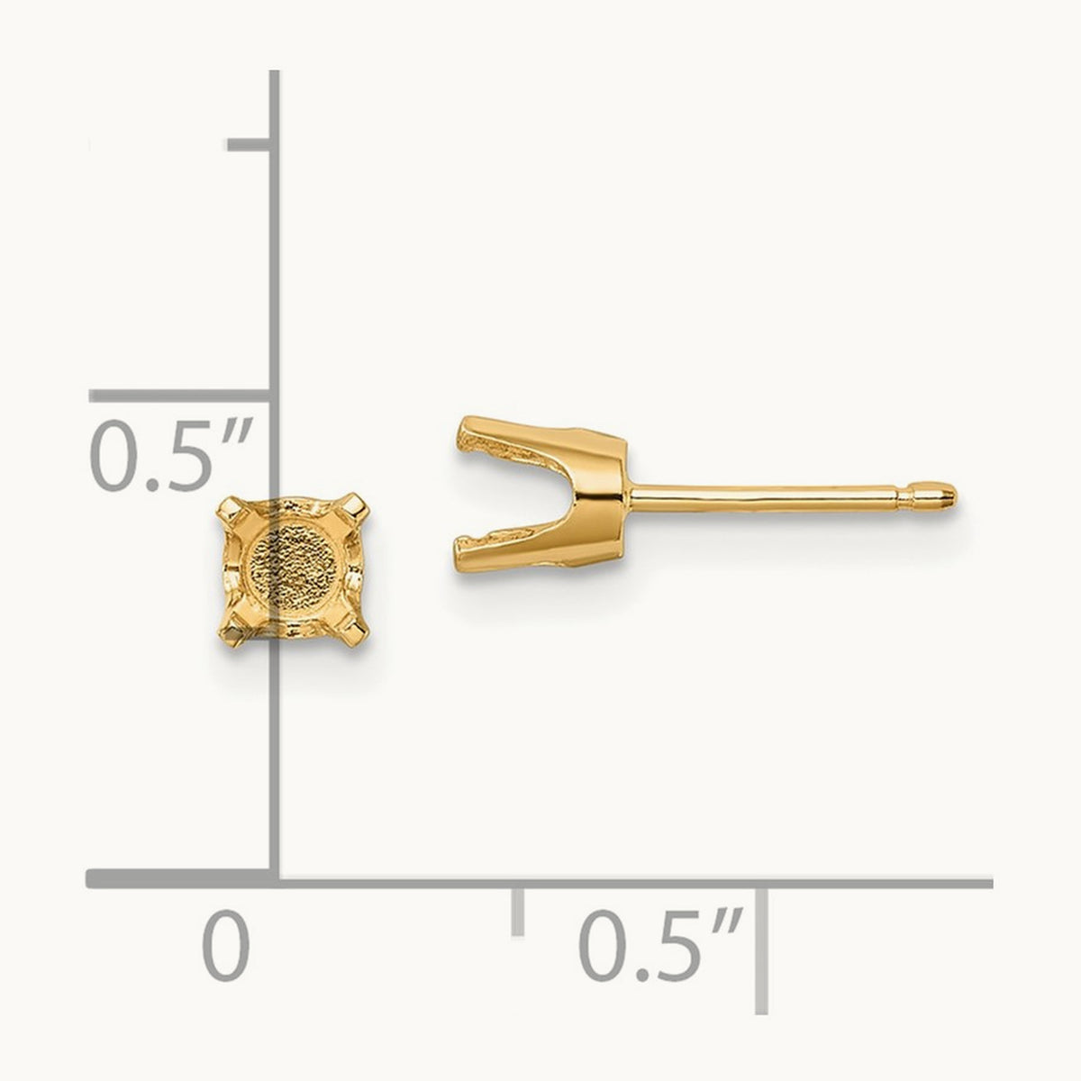 Setting: Round Stud Earring Mounting with backs — 14K Yellow Gold