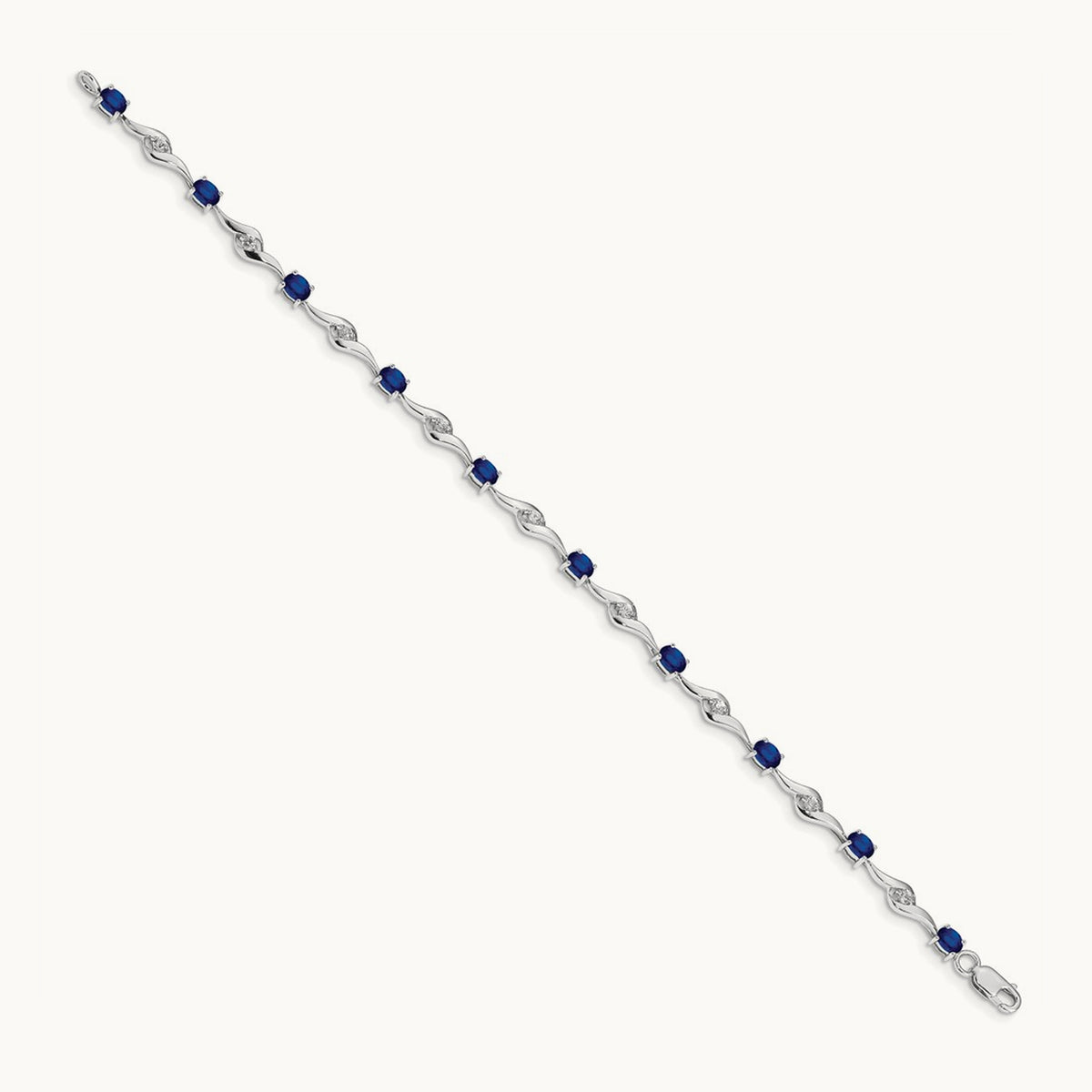 Blue Sapphire/White Sapphire Bracelet, 14K White Gold
