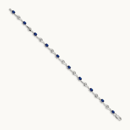 Blue Sapphire/White Sapphire Bracelet, 14K White Gold
