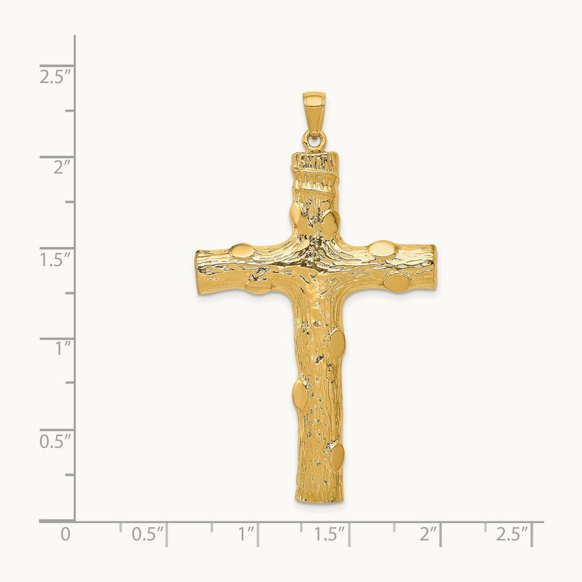 Large Tree Textured Cross Pendant — 14K Yellow Gold