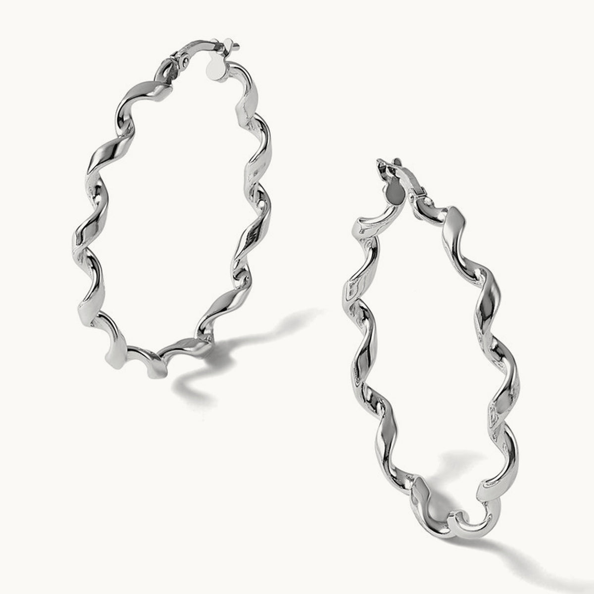 RH-plated Polished Twisted Hoop Earrings, Sterling Silver — Leslie's