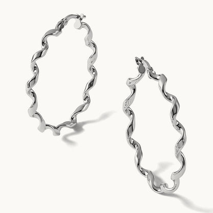 RH-plated Polished Twisted Hoop Earrings, Sterling Silver — Leslie's