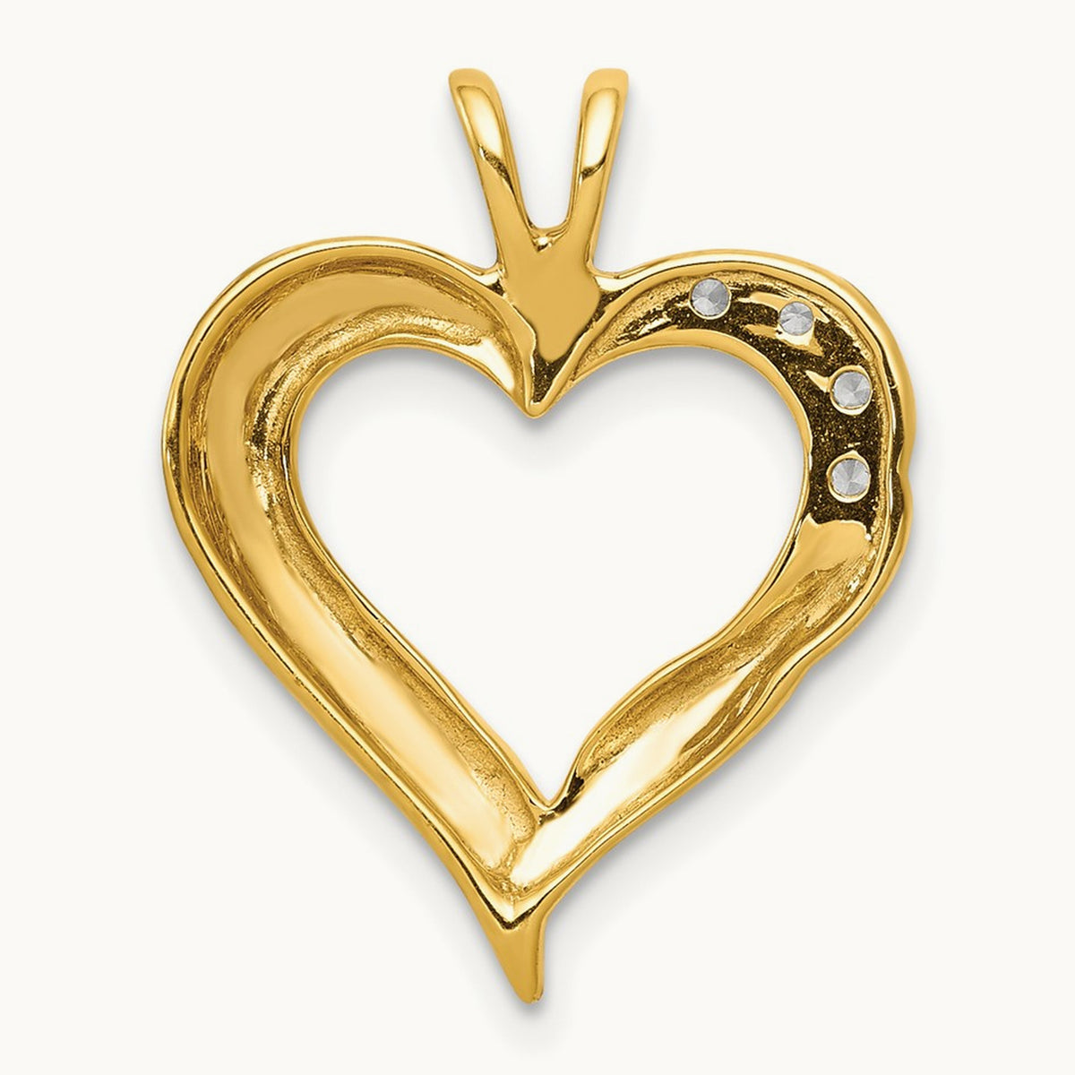 Diamond Fancy Heart Pendant — 14K Yellow Gold