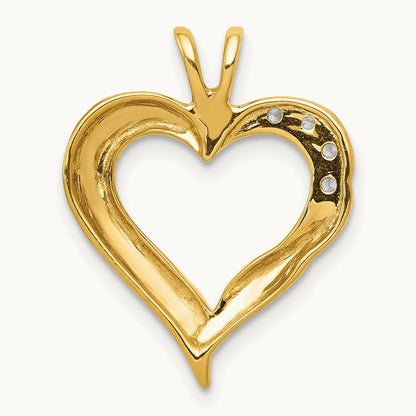 Diamond Fancy Heart Pendant — 14K Yellow Gold