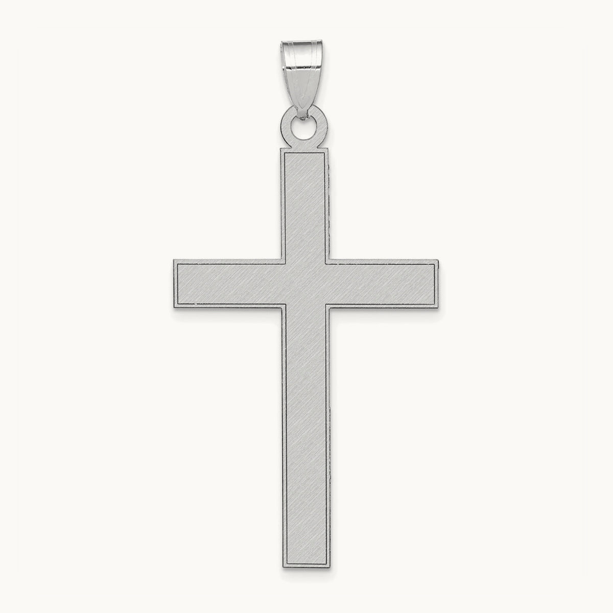 Florentine Satin Cross Pendant — 14K White Gold, 48mm