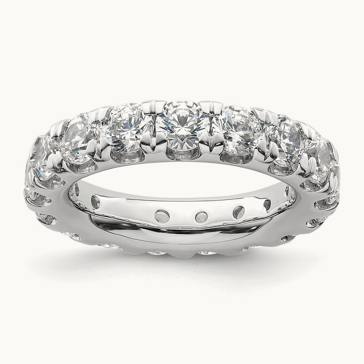 Polished U Shared Prong Diamond Eternity Band, 3.00 ct tw — 14K White Gold