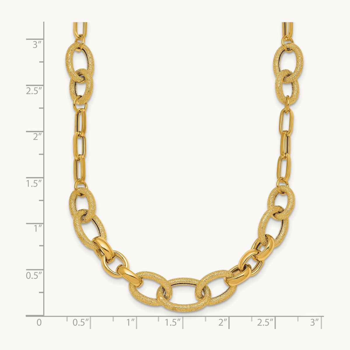 Polished and Textured Fancy Link 17.25in Necklace, 14K