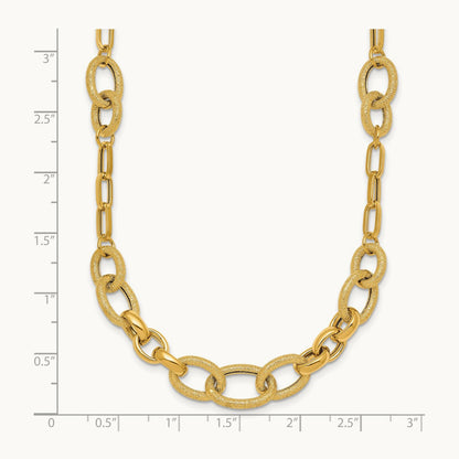 Polished and Textured Fancy Link 17.25in Necklace, 14K