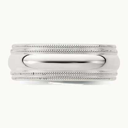 Sterling Silver 7mm Comfort Fit Double Milgrain Band