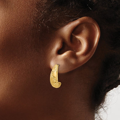 Polished and Diamond-cut J-Hoop Earrings — Leslie's — photo set