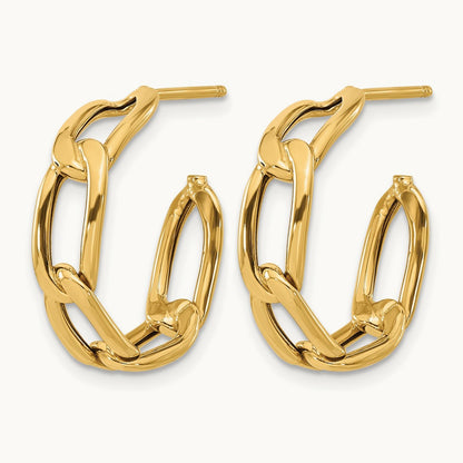 Polished Link Post Hoop Earrings, 14K — Leslie's