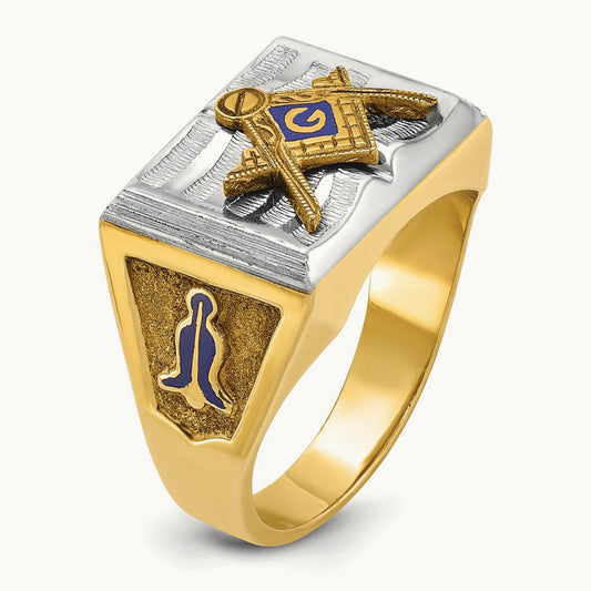 14ktt IBGoodman Men's Textured Blue Lodge Master Masonic Ring