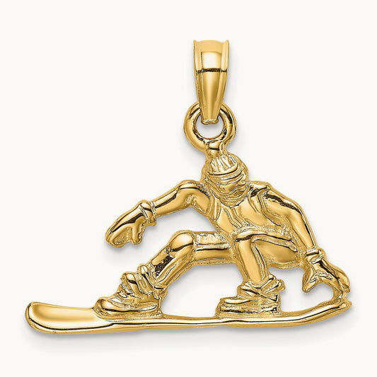 Snowboarder Charm, 14K