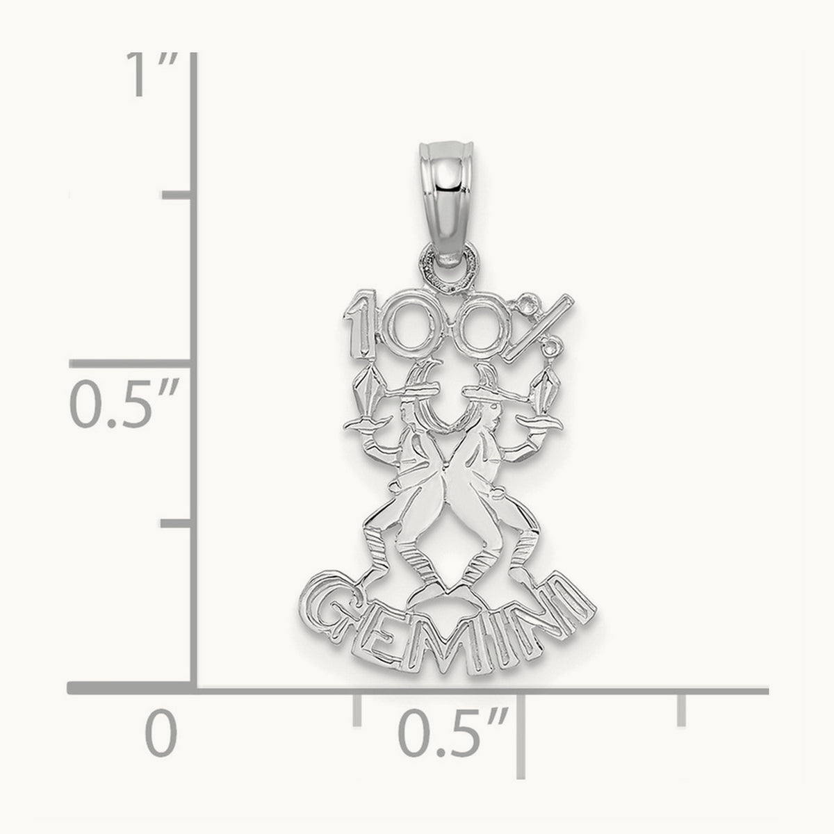 100% GEMINI Zodiac Charm — 14K White Gold