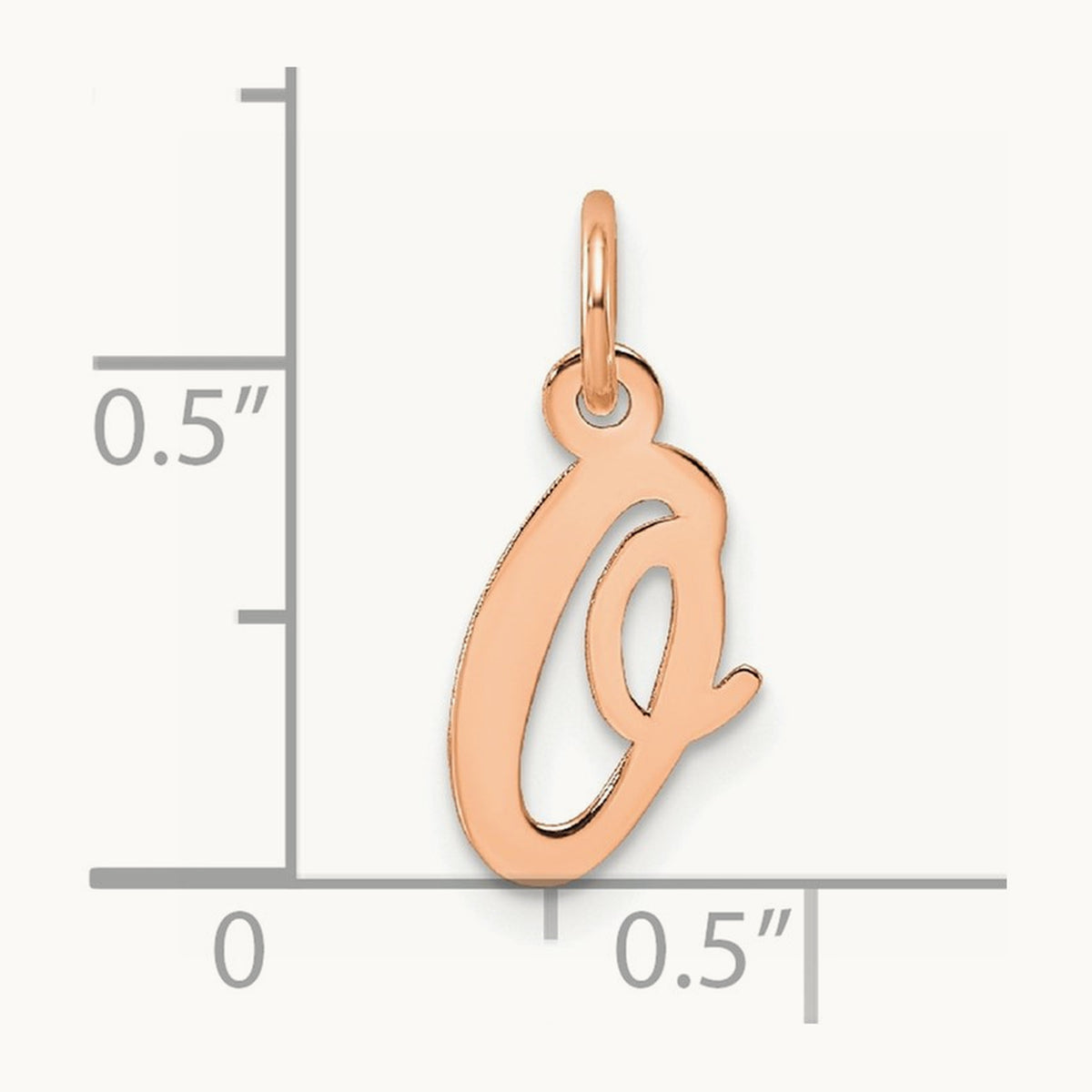 Small Script Letter O Initial Charm, 14K Rose Gold