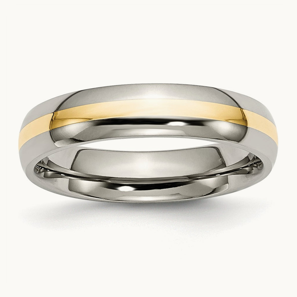 Polished w/ Inlay Band — 14K Two-Tone Gold, 5mm
