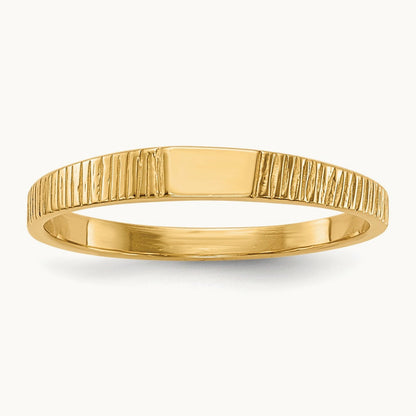 Polished & Ridged Baby Ring, 14K