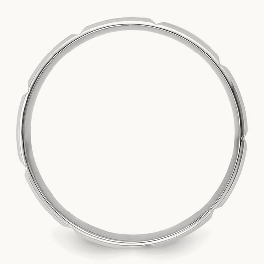 Light Comfort Fit Brush Satin Fancy Band, 14K White Gold
