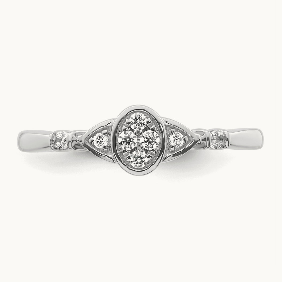 Complete Diamond Cluster Oval Engagement Ring — 14K White Gold