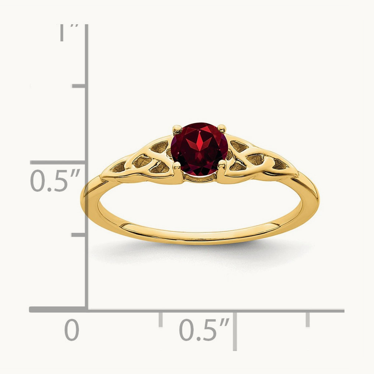 Garnet Celtic Knot Ring — 14K Yellow Gold, 7