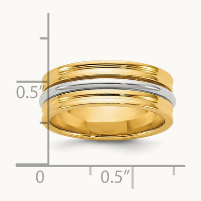 Y/W Single Banded Wedding Band, 7mm, 14K Two-tone