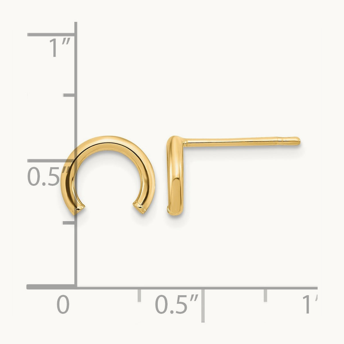 Polished U Shape Tube Post Earrings, 14K