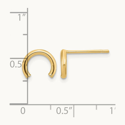 Polished U Shape Tube Post Earrings, 14K