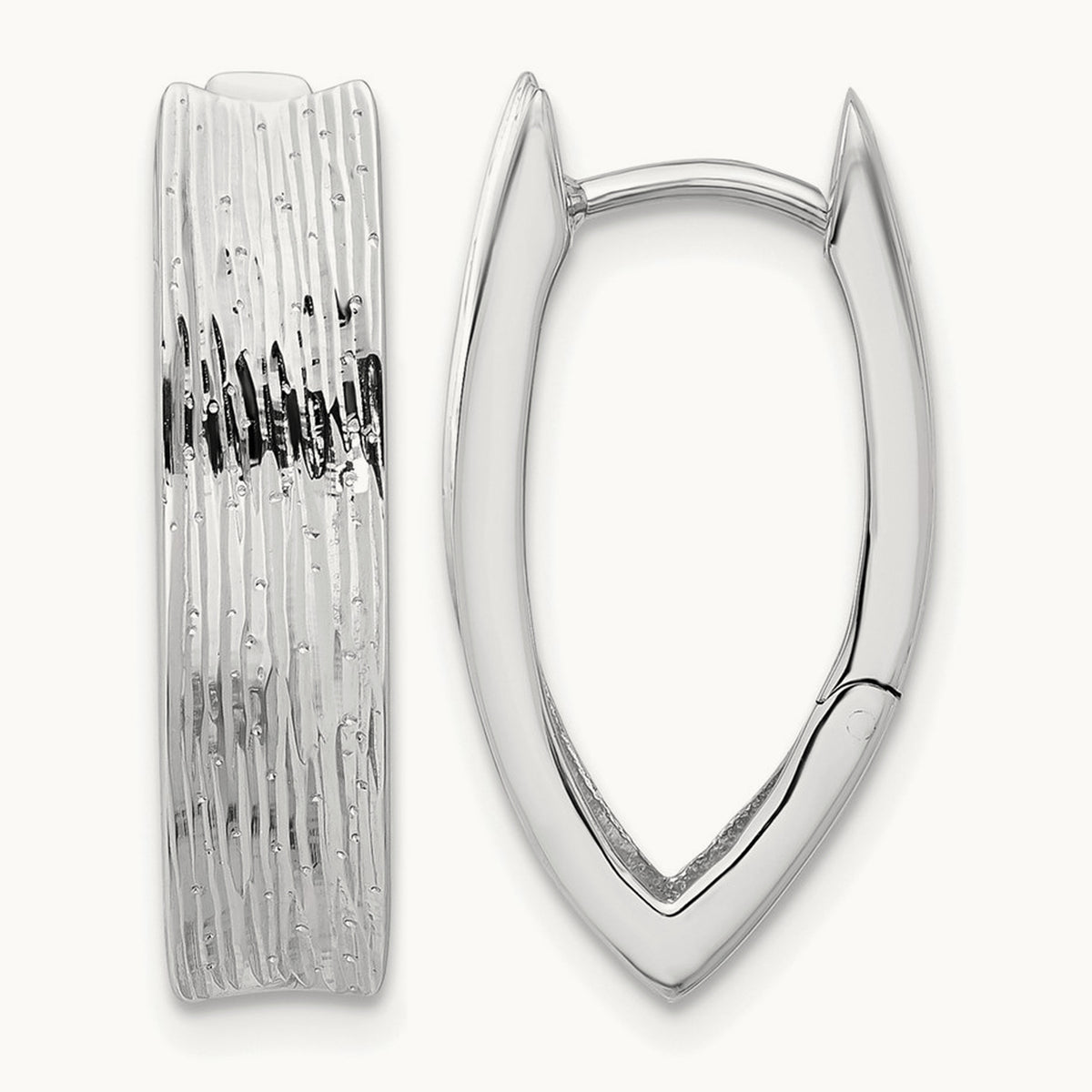 Rhodium-plated and D/C Fancy Hinged Hoop Earrings, Sterling Silver — Leslie's