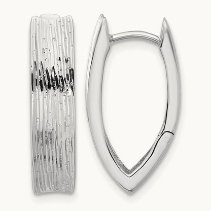 Rhodium-plated and D/C Fancy Hinged Hoop Earrings, Sterling Silver — Leslie's