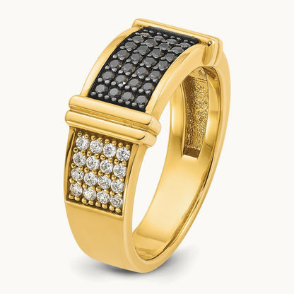 IBGoodman Men's Black and White Diamonds Complete Ring, 14K