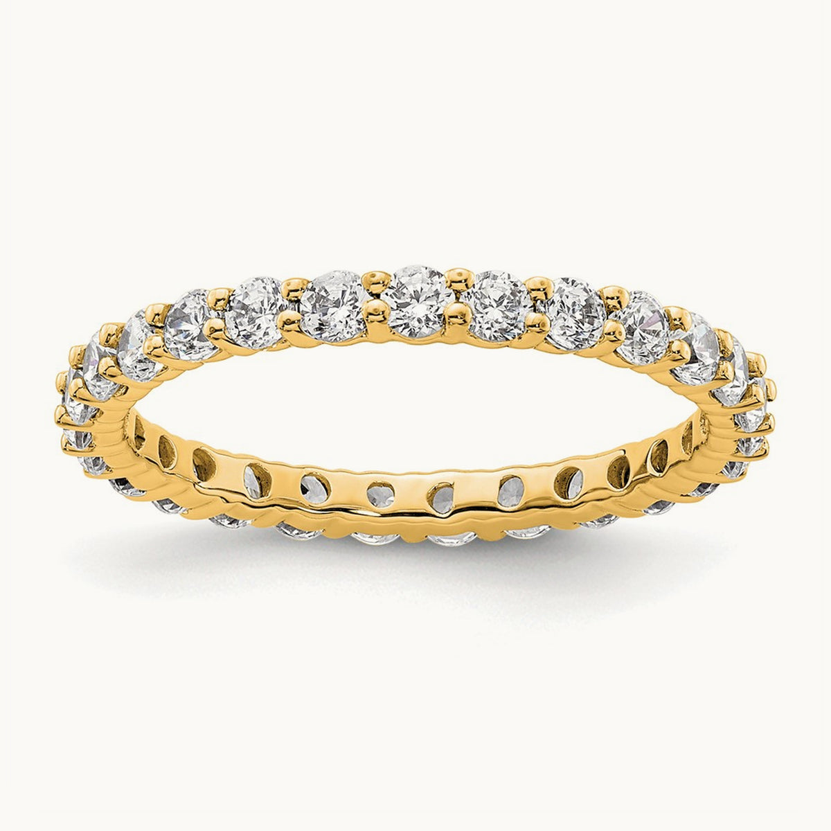 Polished Shared Prong Diamond Eternity Band — 14K Yellow Gold, 0.999 ct, 6