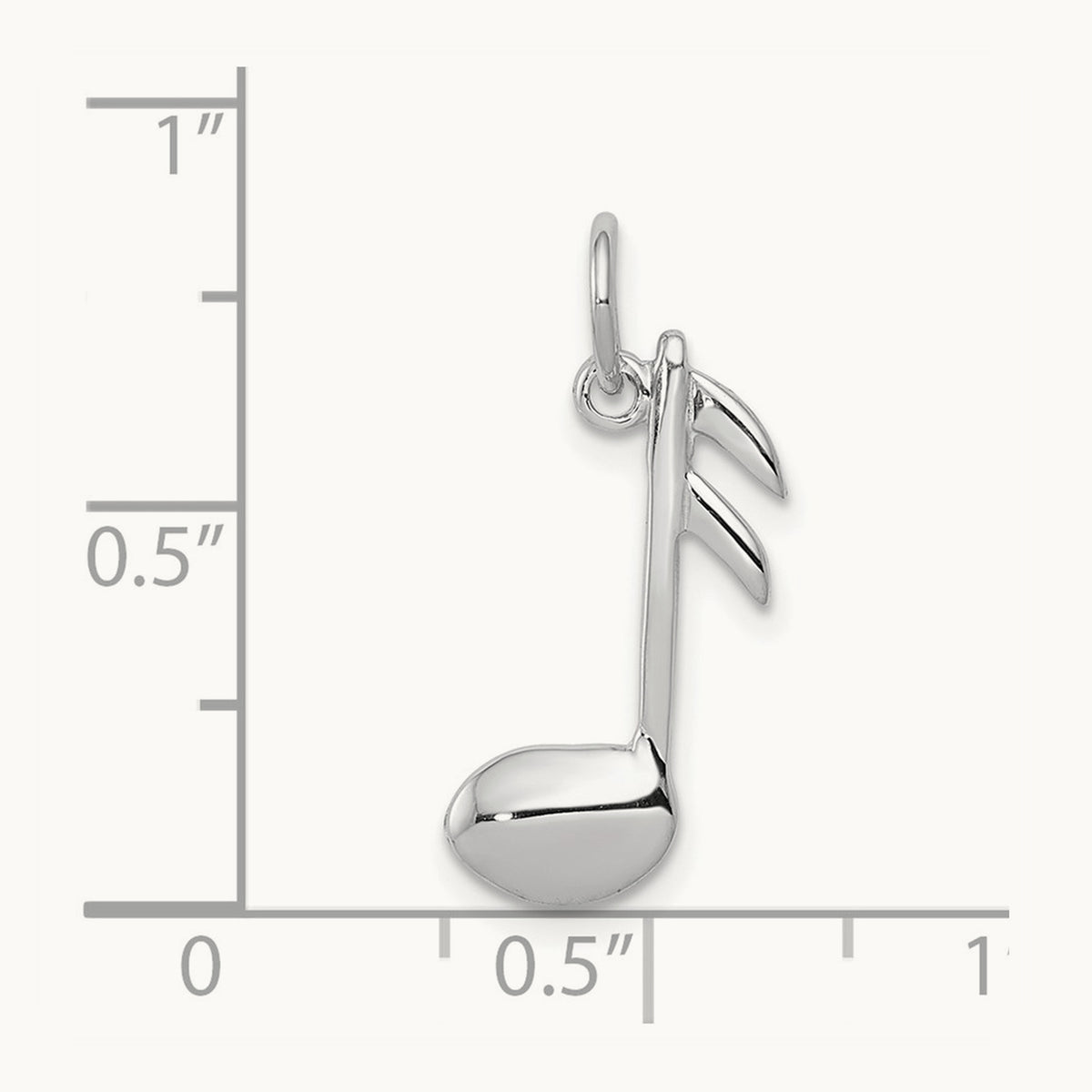 Polished Flat-Backed Musical Note Charm — 14K White Gold