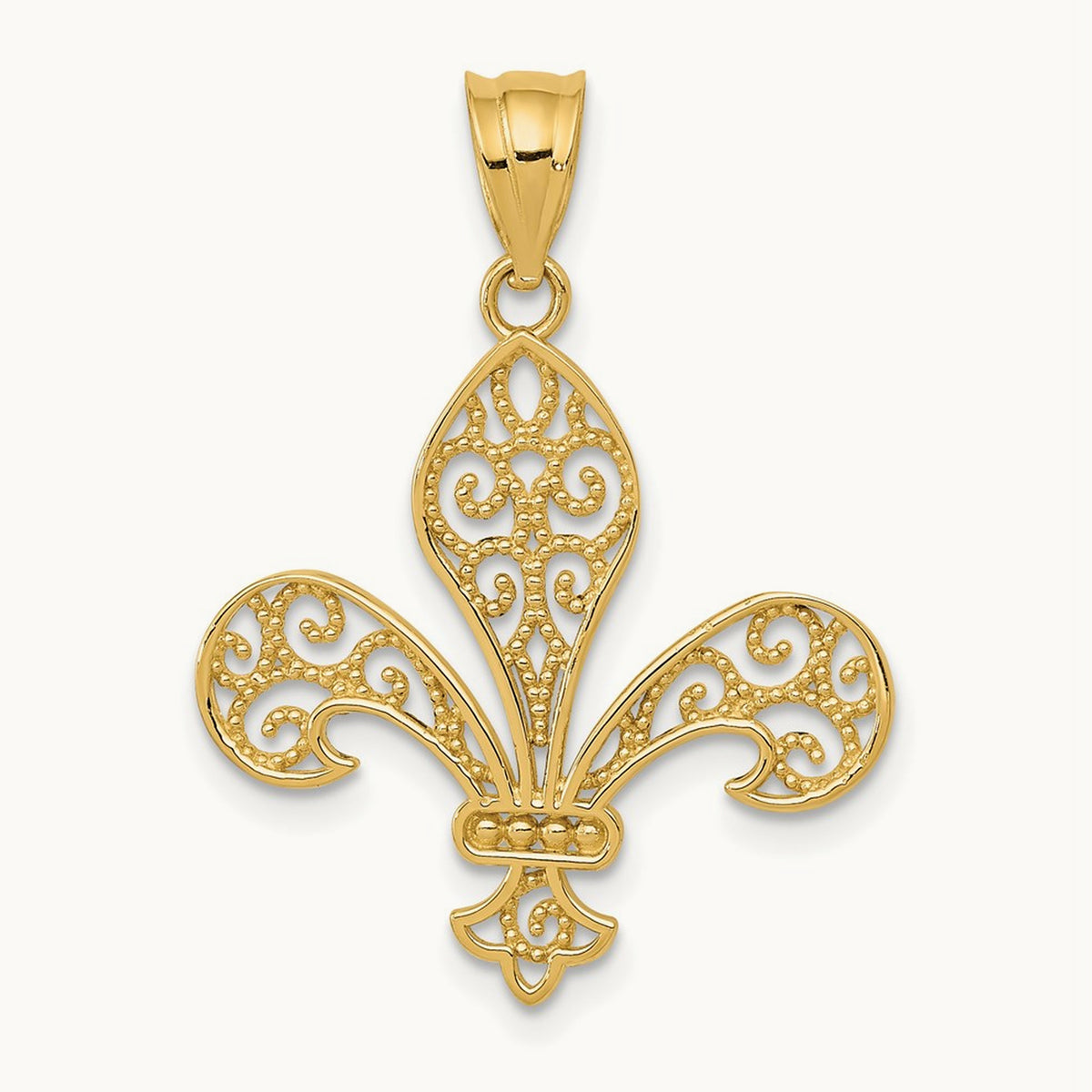 Filigree Fleur de Lis Pendant, 14K